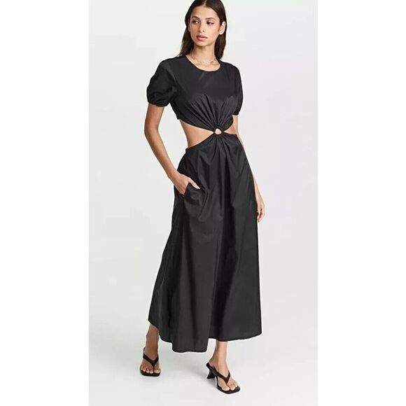 New Staud Calypso Black Cut Out Short Sleeve Maxi Dress Size Large - Picture 3 of 6